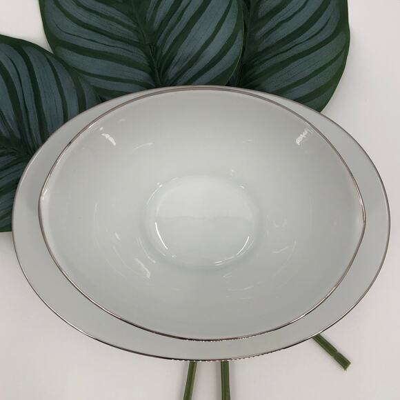 Vintage Noritake White Green Daisy Floral Soroya 6853 Gravy Boat Attached Plate - Picture 3 of 7